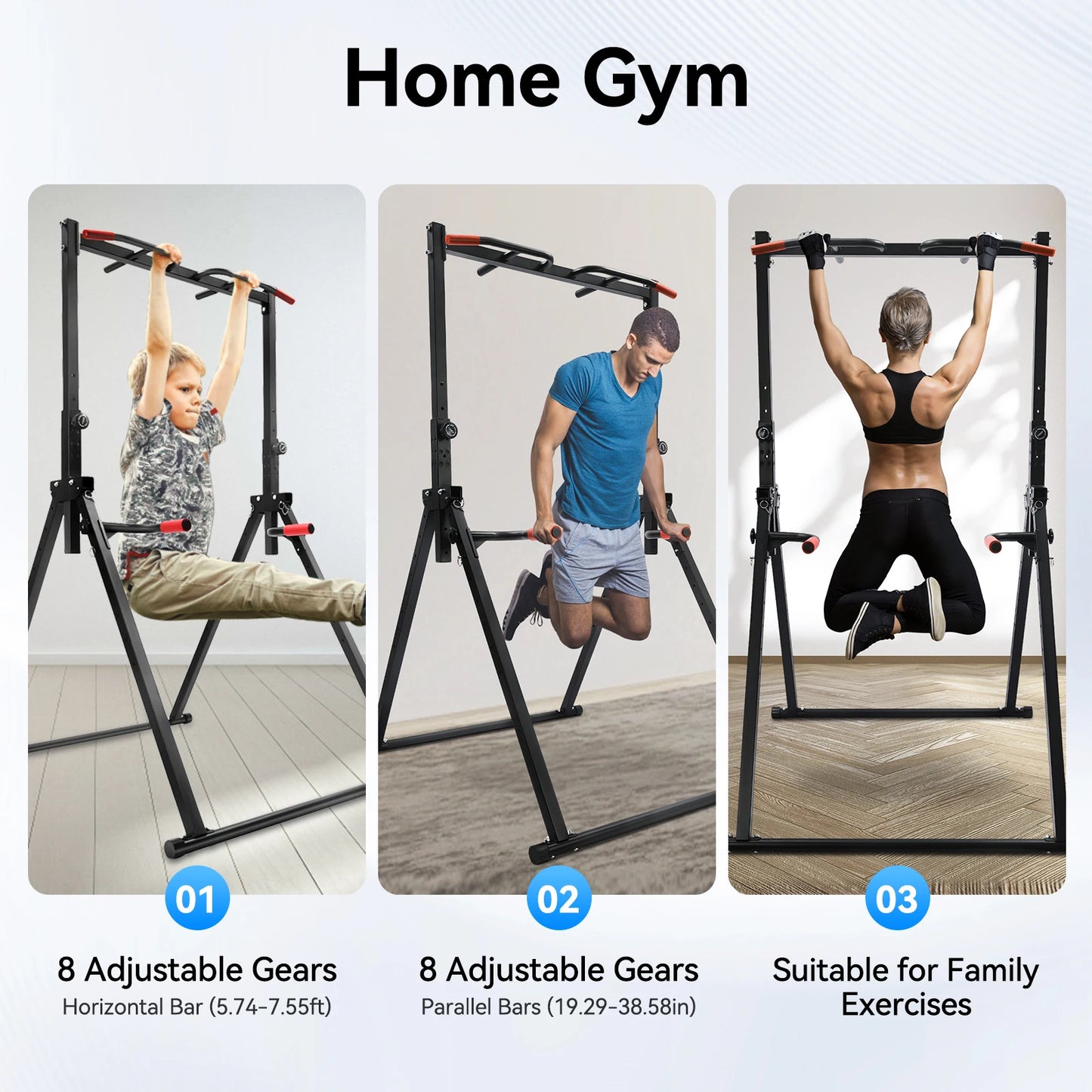 Adjustable Pull Up Bar With Parallel Bars Home Gym Station