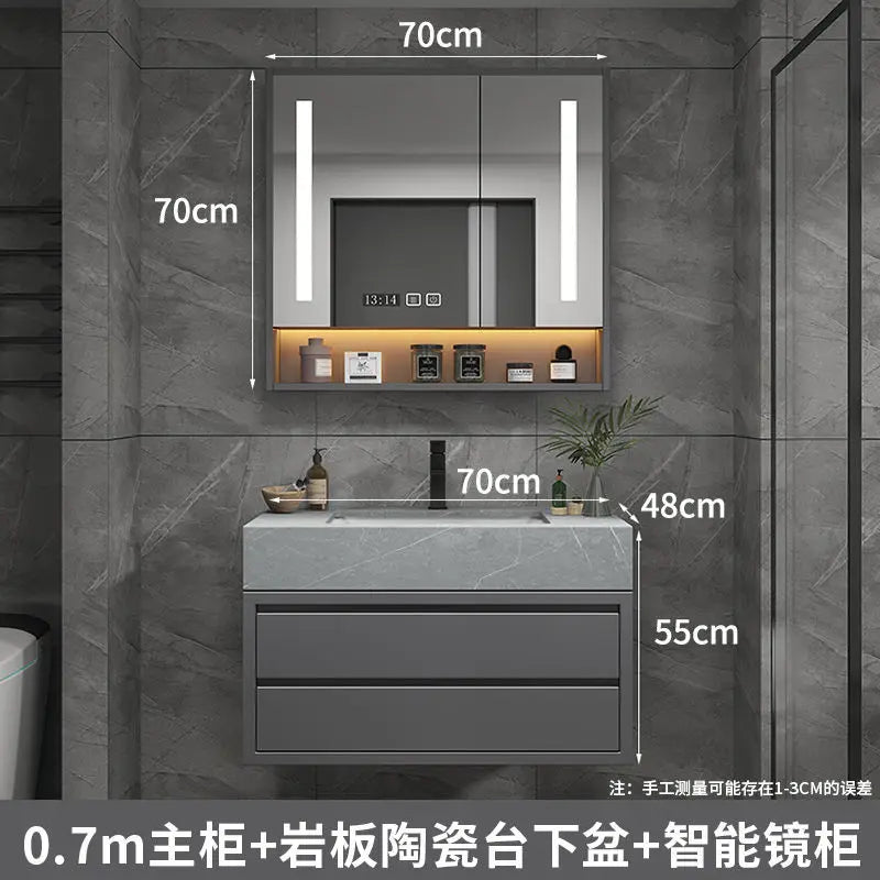 Simple Modern Wooden Bathroom Vanity Combo With Integrated Mirror And Basin