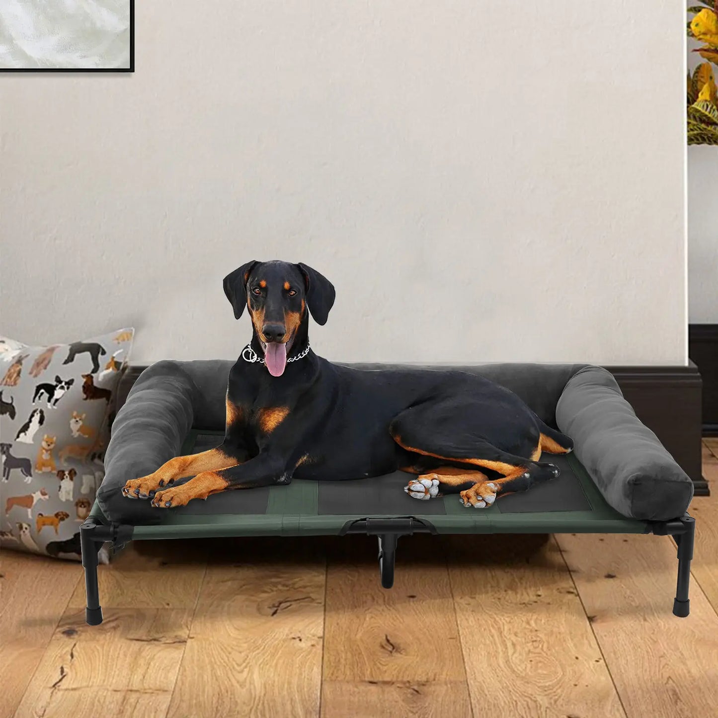 BINGOPAW Elevated Outdoor Indoor Dog Bed With Detachable Bolster