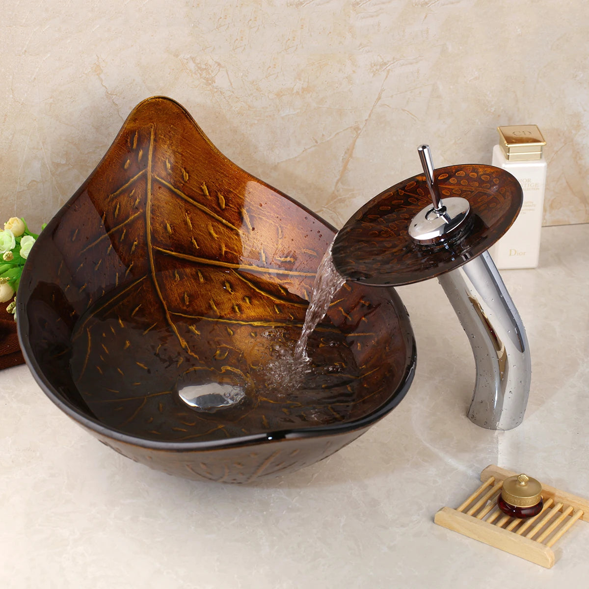 Torayvino Bathroom Vessel Sink With Tempered Glass Bowl And Faucet