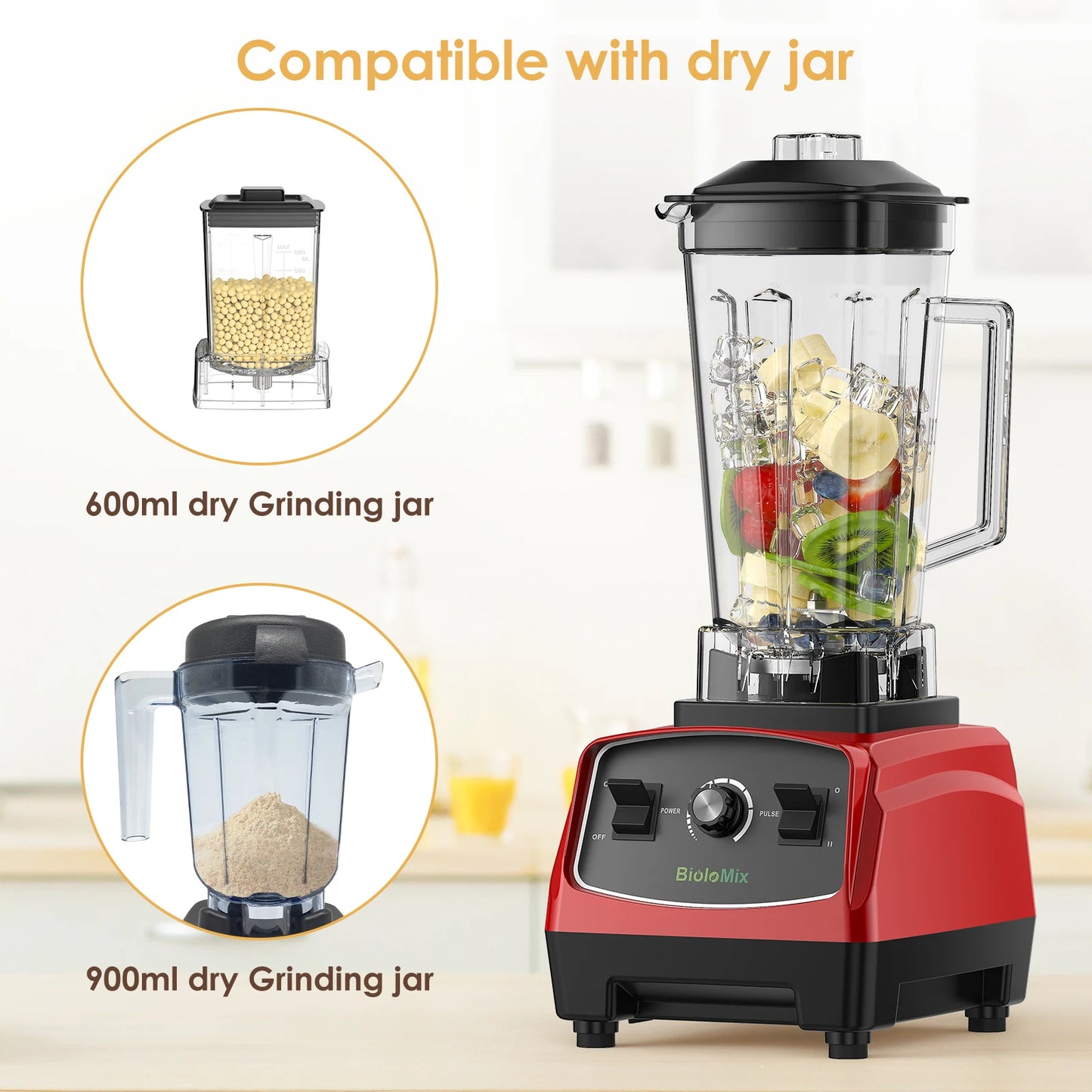 Biolomix BPA Free 2200W Heavy Duty Blender Mixer Juicer