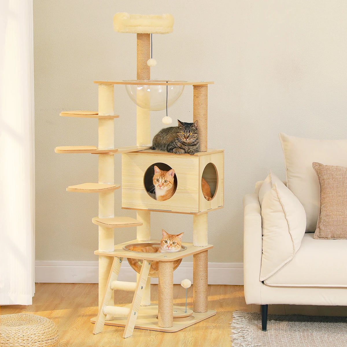 PAWZ Multi-Level Cat Tree With Scratching Posts And Hammock