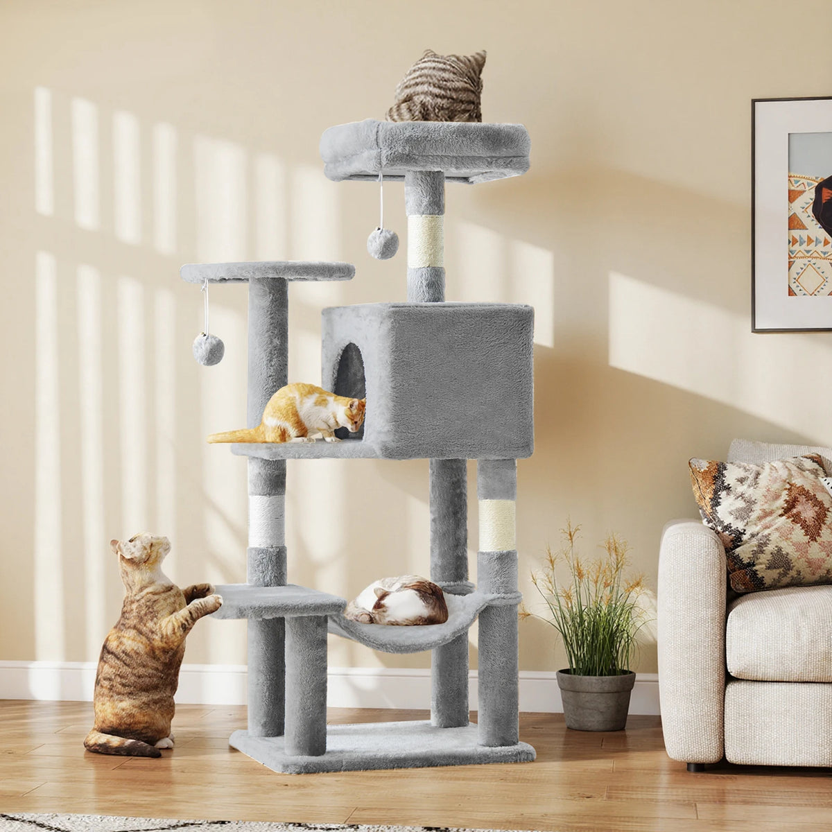 JHK Multi Level Cat Tree With Natural Sisal Scratching Posts