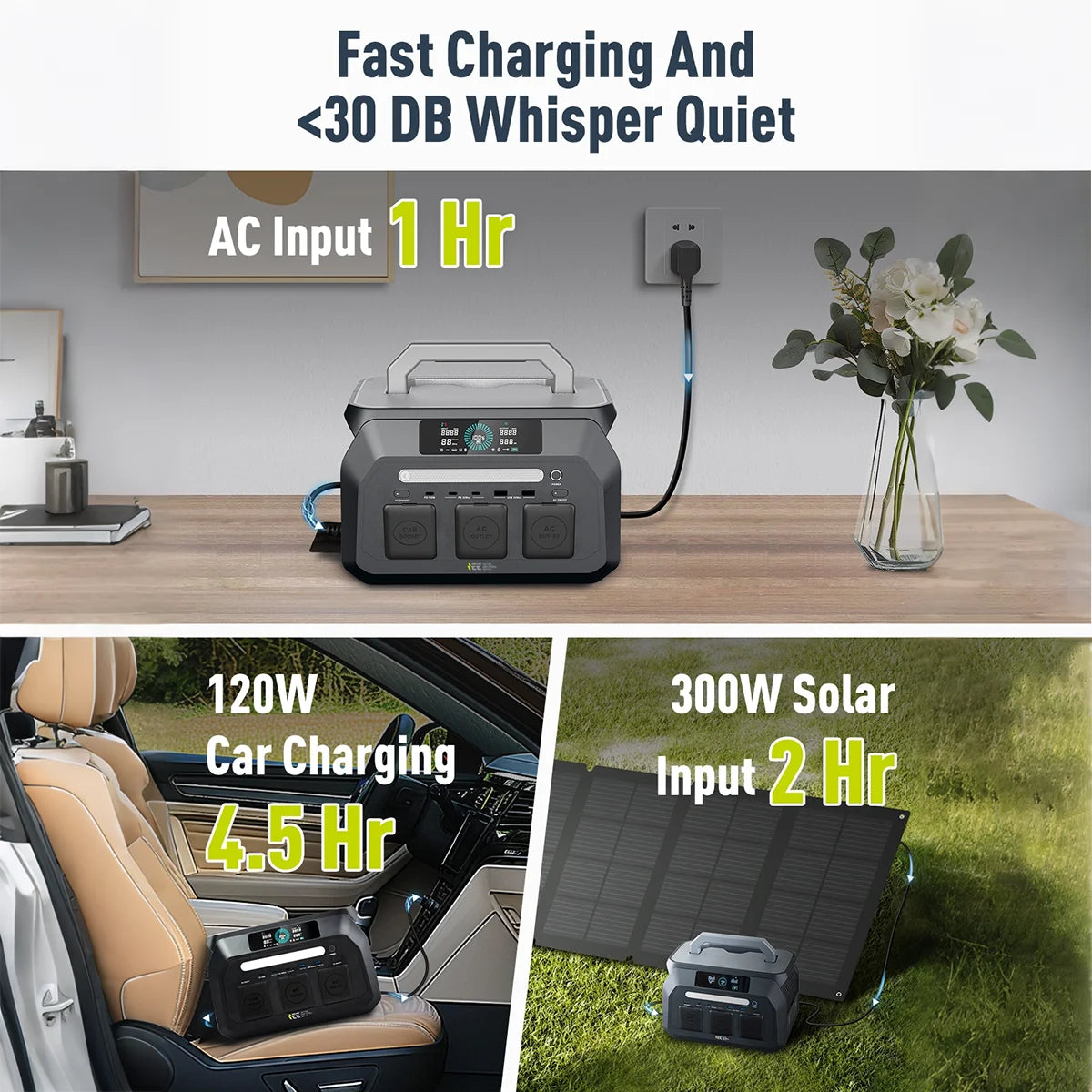 OSCAL 800W Portable Power Station 512Wh LiFePO4 Solar Generator