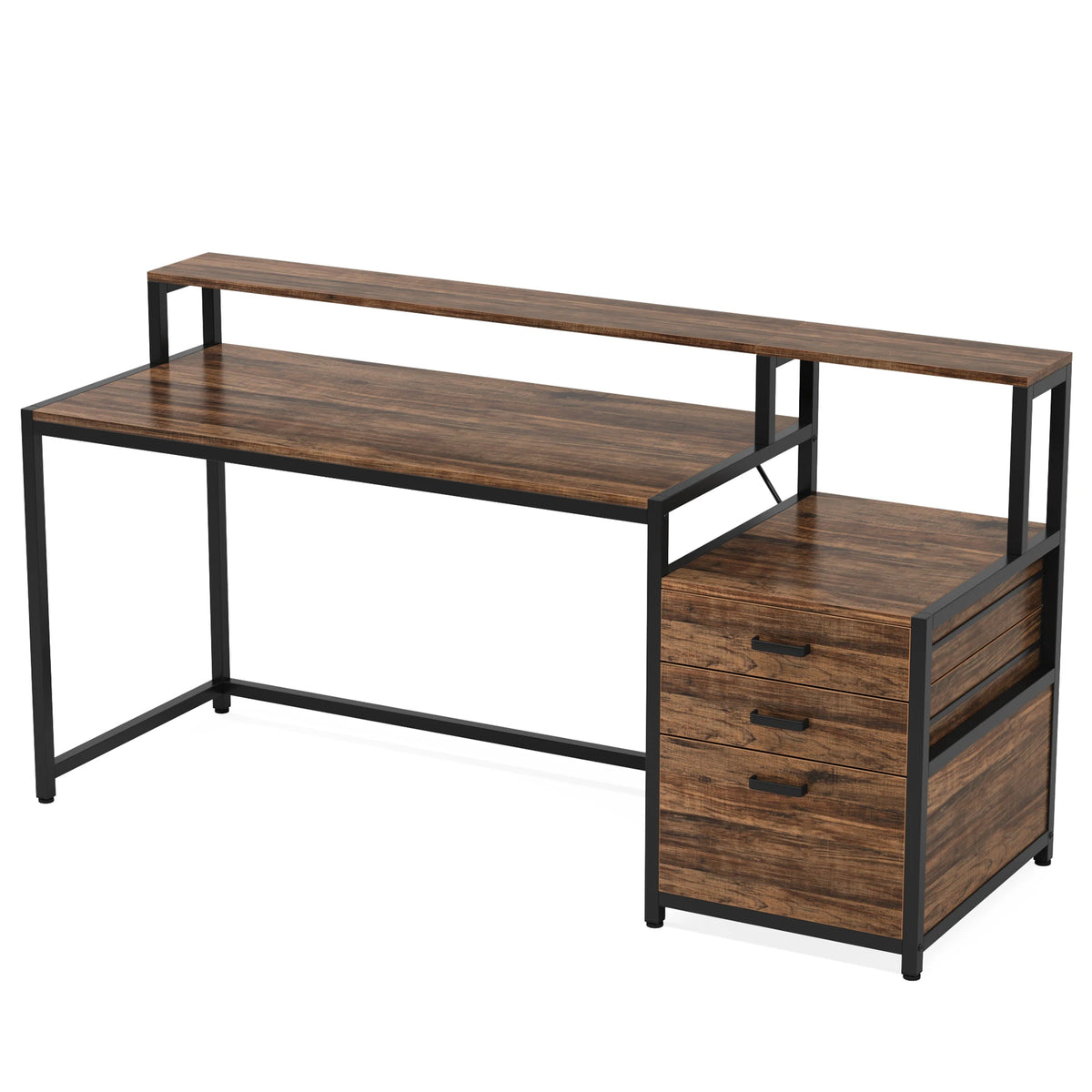 Tribesigns Industrial Computer Desk With Reversible Drawers