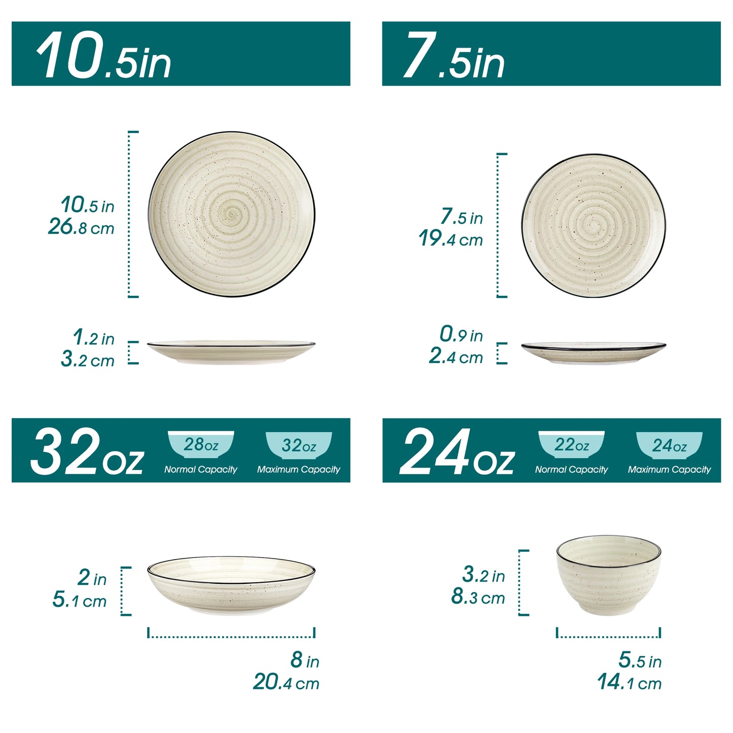 MALACASA Bonbon Handpainted Spiral Ceramic Dinnerware Set