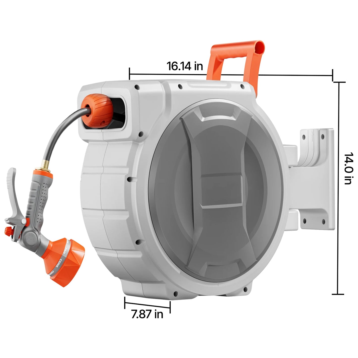 SucceBuy Retractable Garden Hose Reel With 9-Pattern Nozzle, Wall Mounted