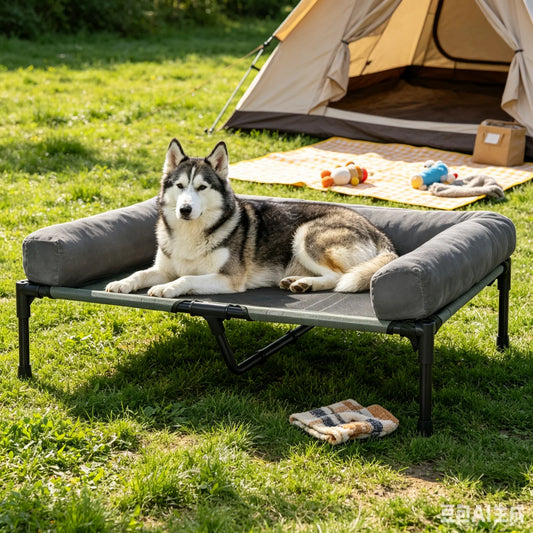 BINGOPAW Elevated Outdoor Indoor Dog Bed With Detachable Bolster