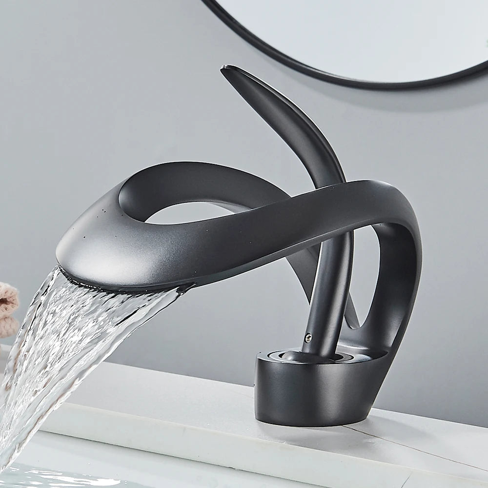 Rozin Waterfall Basin Faucet Deck Mount Mixer Tap Hot Cold