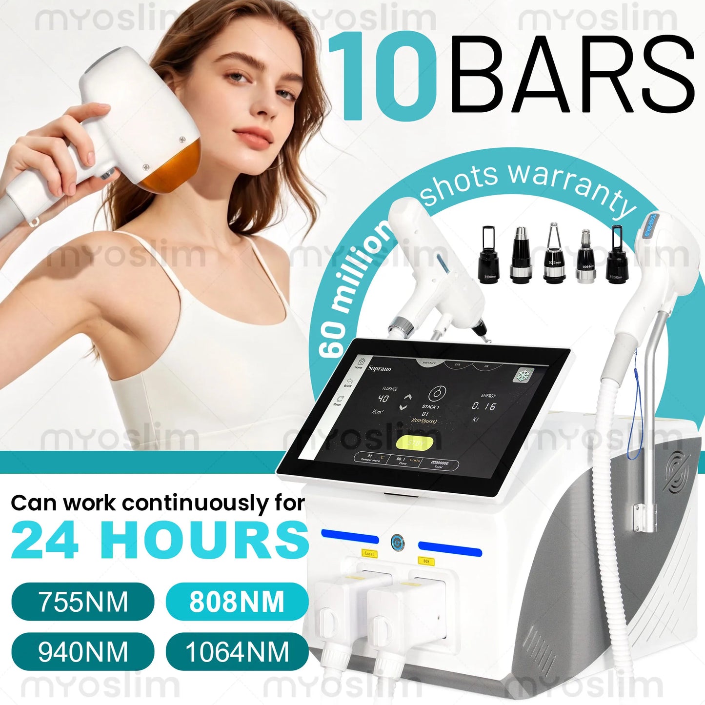 MYOSLIM 2-in-1 Hair Removal and Tattoo Laser Machine