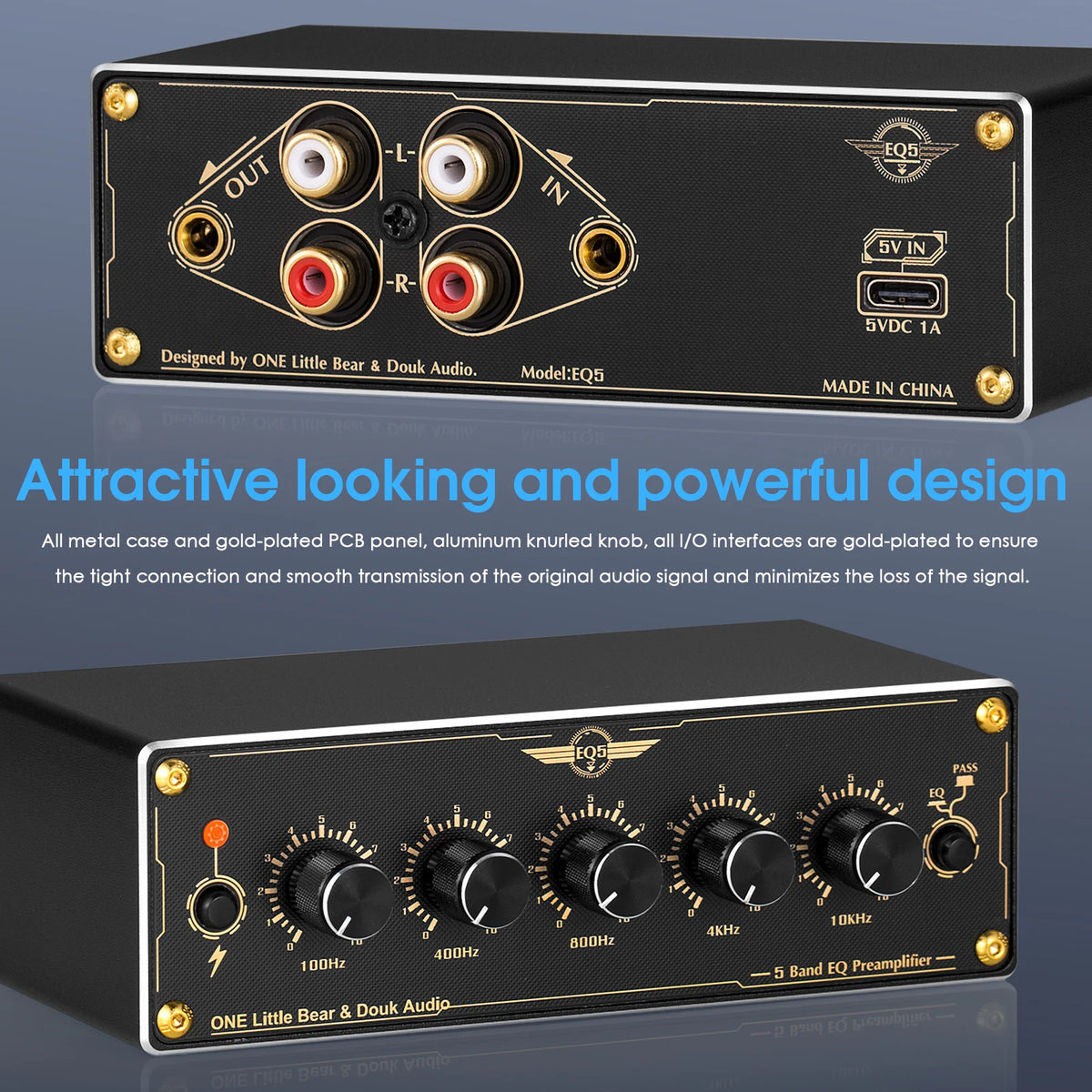 Douk Audio EQ5 Five Band Analog Stereo Preamp Equalizer