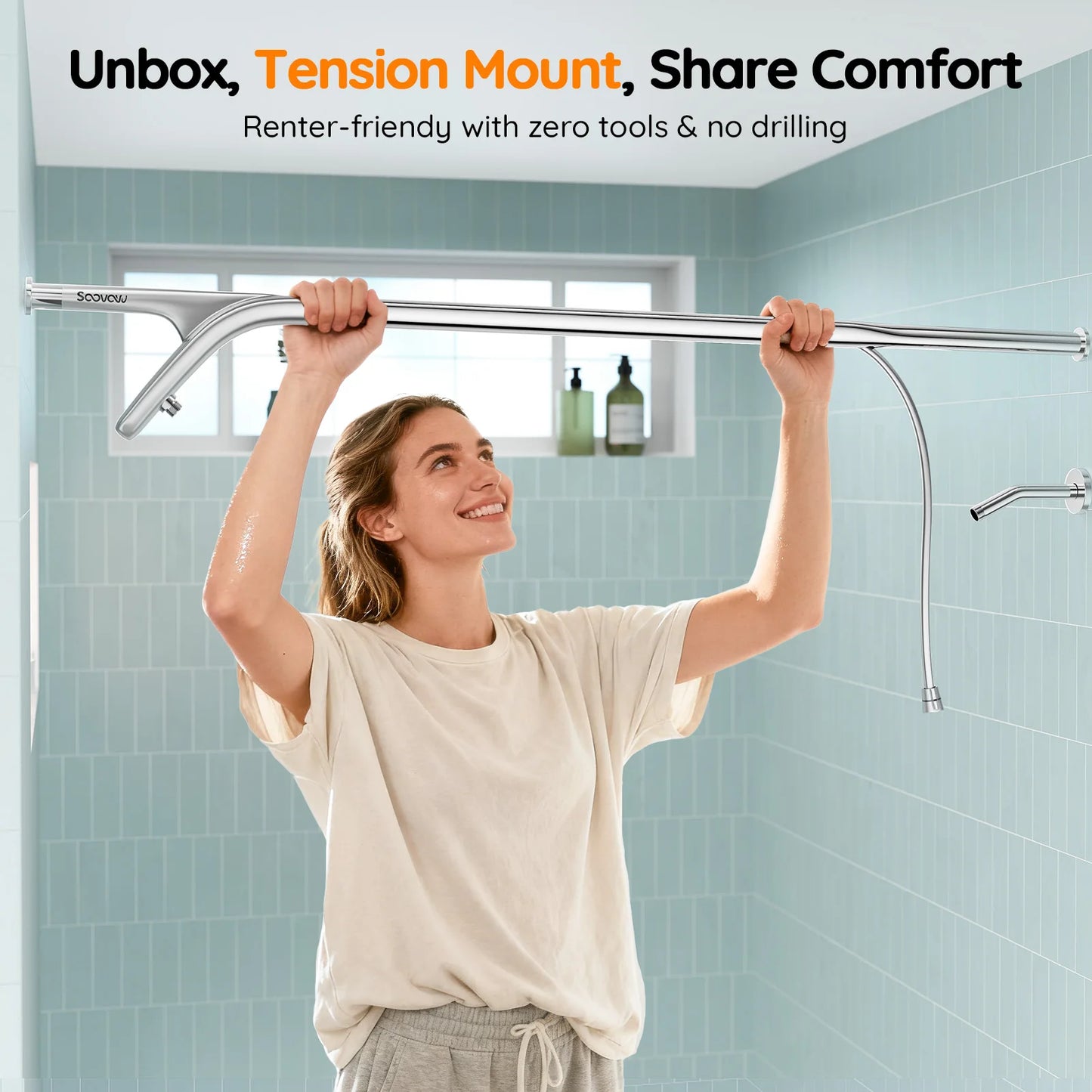 Tandem Dual Shower Head System For Couples, Two Person Showerhead