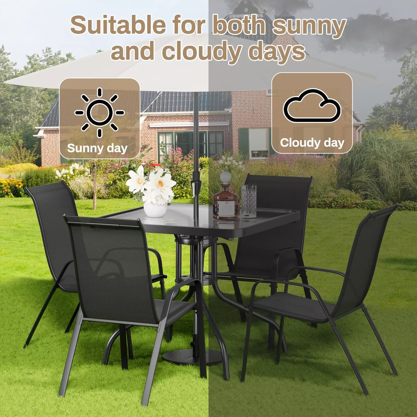 AuAg Patio Dining Set 5 Pieces All Weather Outdoor Furniture