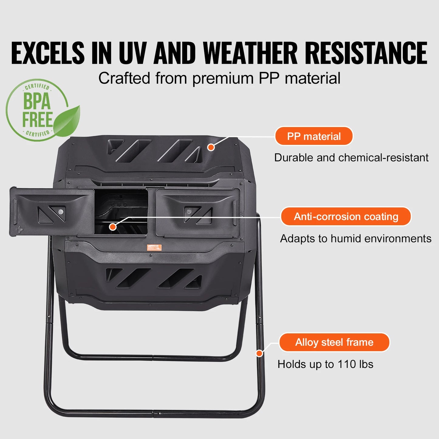 SucceBuy Dual Chamber Compost Tumbler Bin BPA Free