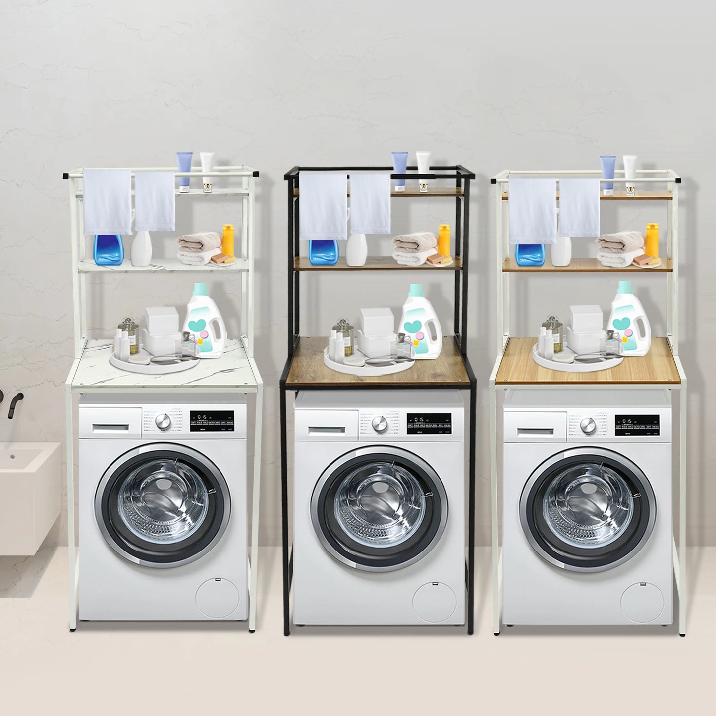 Bymaocar 3 Tier Washing Machine Shelving Unit Laundry Organizer