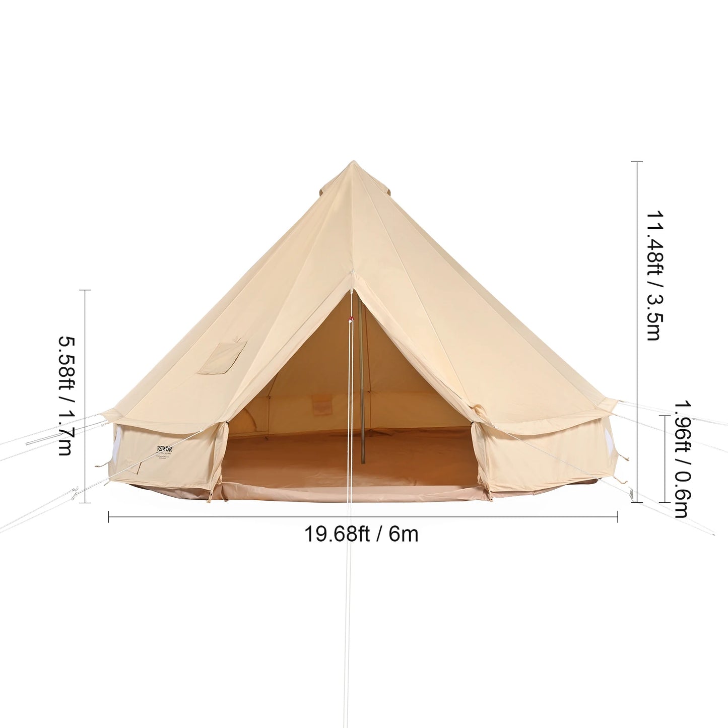 SucceBuy Canvas Bell Tent For Camping With Stove Breathable Shelter
