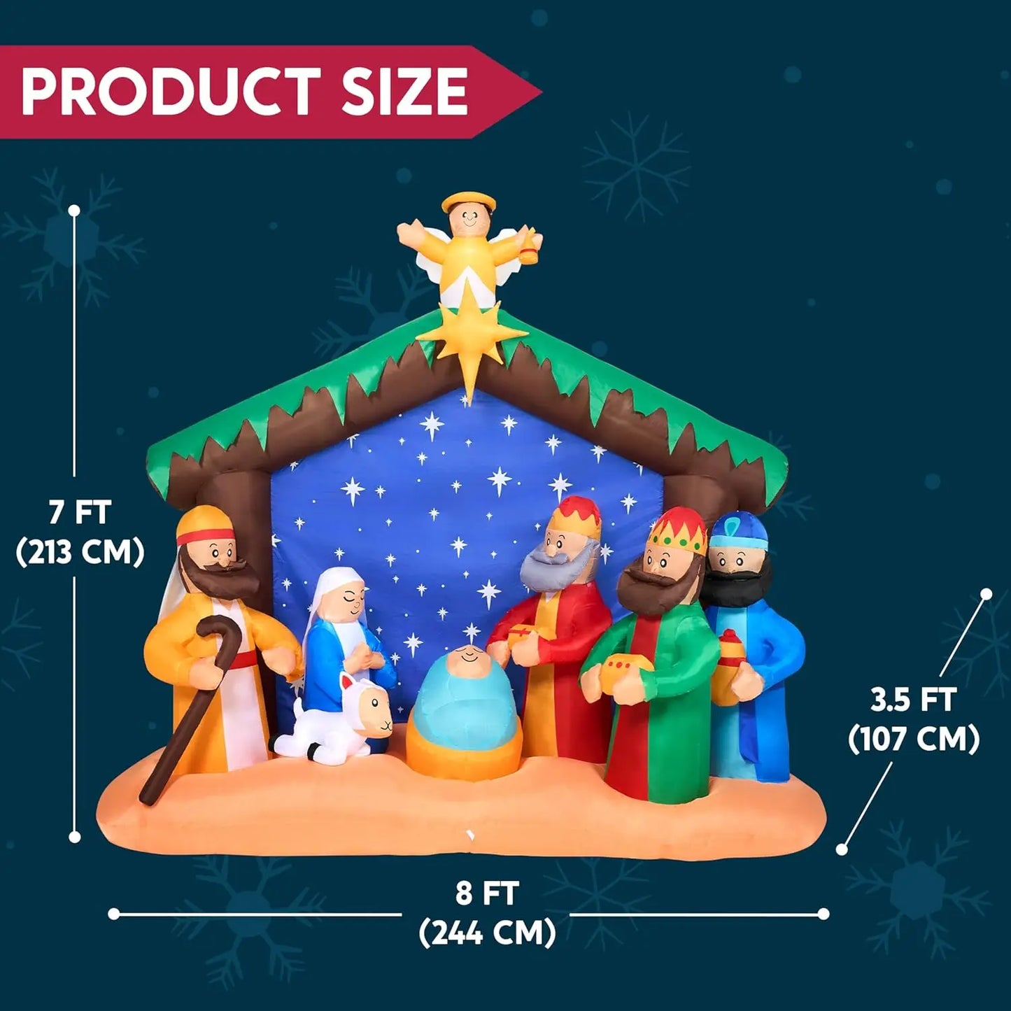 Joyfy Nativity Scene Inflatable With LEDs For Christmas Yard Decor